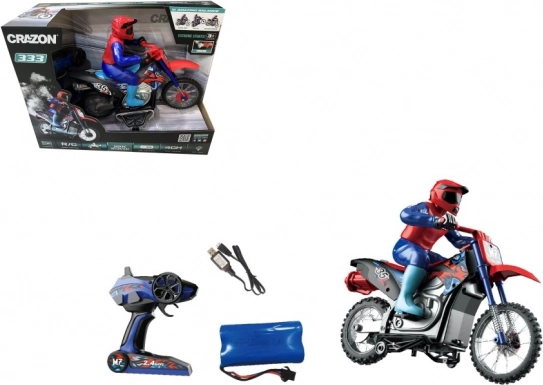 Moto RC cascadeur 1:10 rouge avec effets de fumée et lumineux