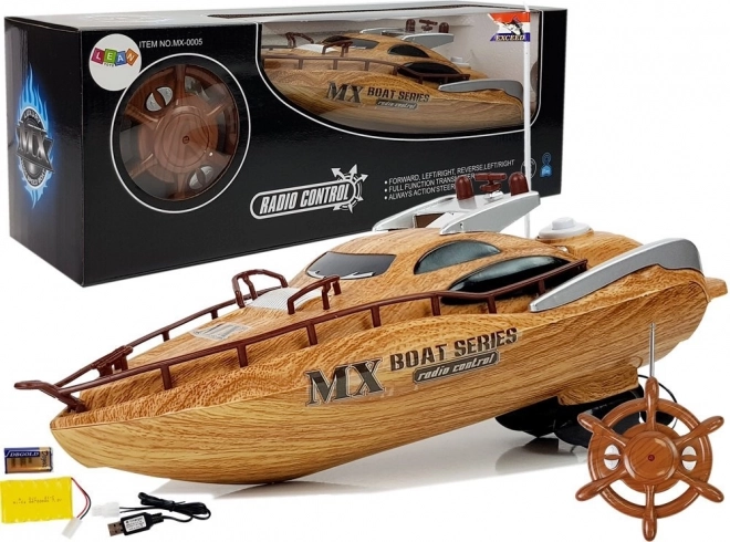Bateau à moteur RC télécommandé 27 MHz avec portée de 40 m