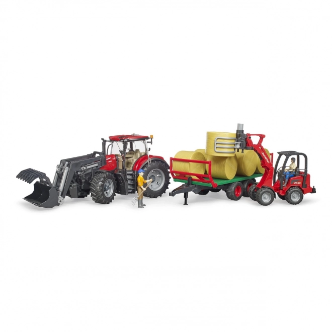 Tracteur Bruder Case IH Optum 300 CVX avec chargeur frontal et transporteur à balles