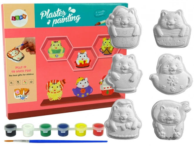 Ensemble de moulages en plâtre pour peindre des chats créatifs