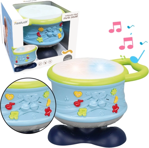 Tambour interactif éducatif avec lumières et sons – bleu