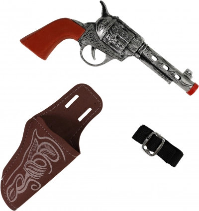 Pistolet de cow-boy avec effet sonore et étui