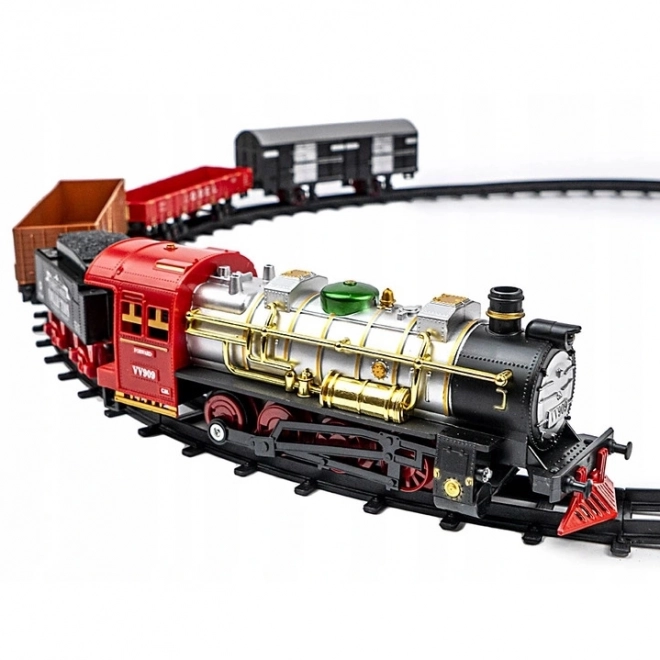 Train électrique classique avec voies et effets lumineux