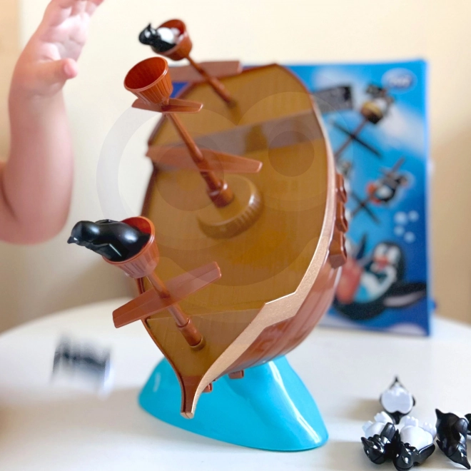 Jeu d'aventure bateau pirate avec des pingouins