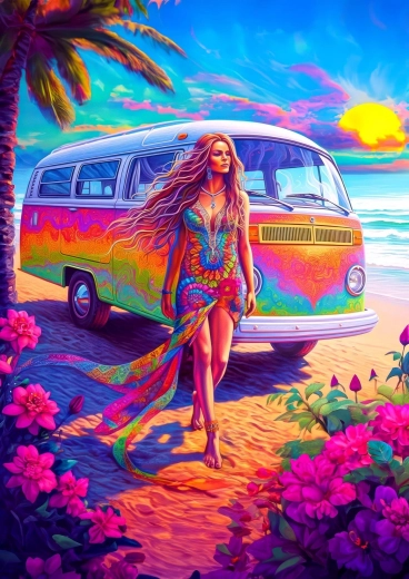 Puzzle Hippie Au cœur 1000 pièces