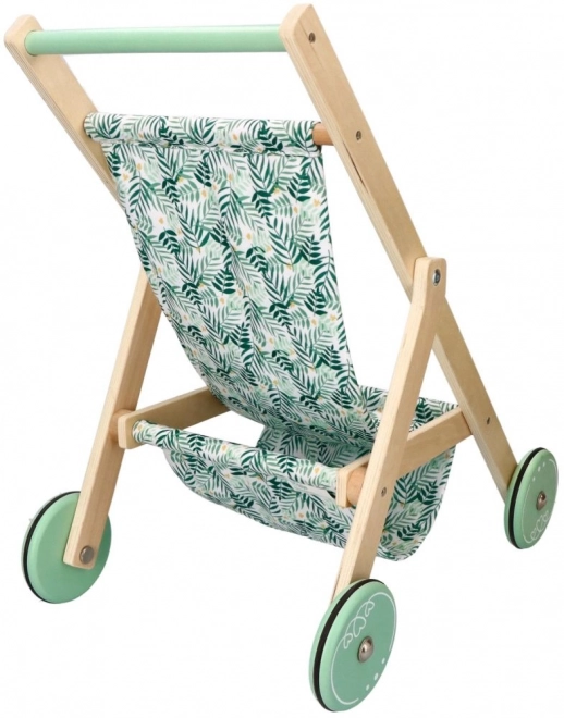 Poussette légère en bois pour poupées - menthe