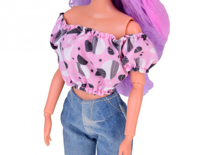 Anlily poupée avec de longs cheveux pastels en jeans