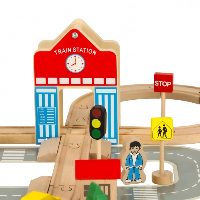 Ensemble de train en bois 50 pièces