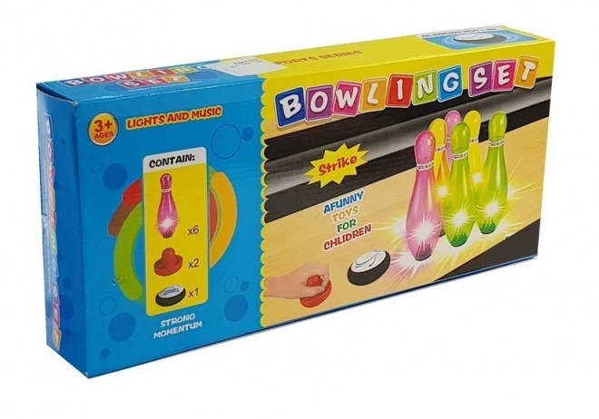Ensemble coloré de bowling avec effets lumineux