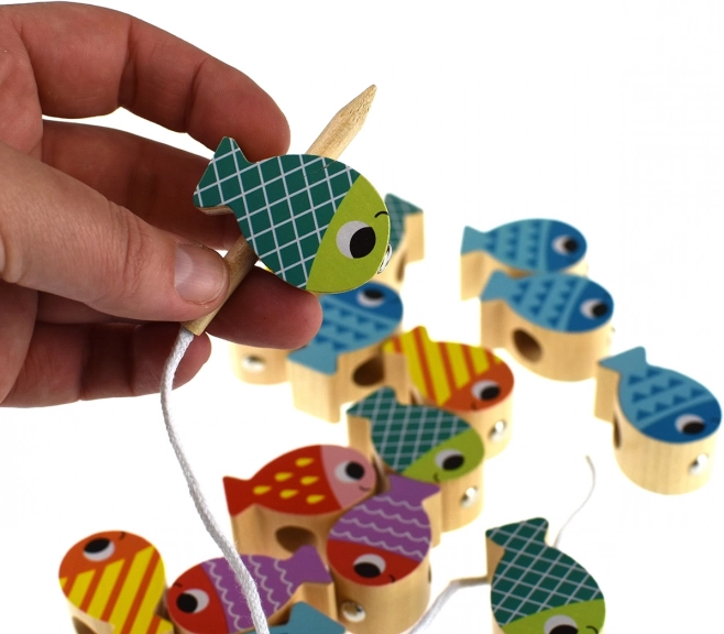 Tooky Toy Jeu en Bois Baleine et Poissons Multifonctions 4 en 1