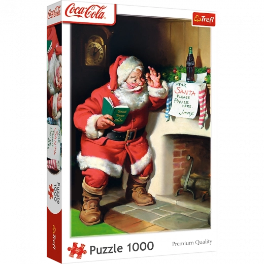 Puzzle 1000 pièces Coca‑Cola de Noël – Santa près de la cheminée