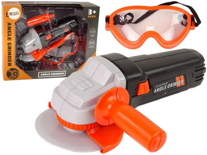 Ensemble d'outils pour enfants avec meuleuse à piles et lunettes de protection