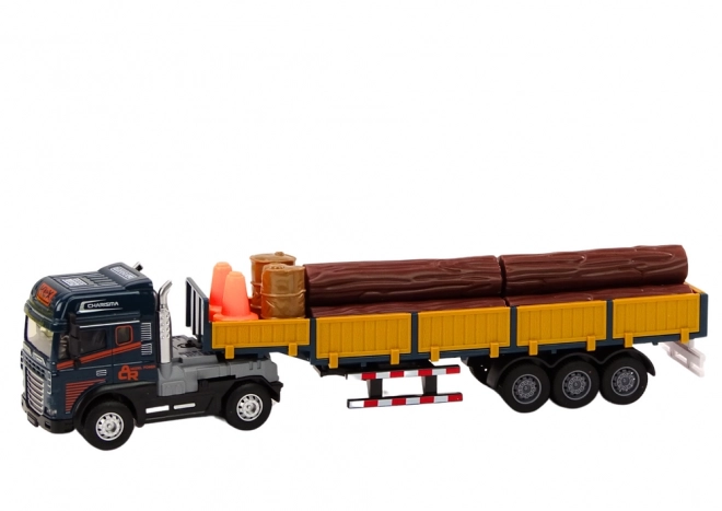Remorque De Camion En Bois Bleu 1:24 Bûches Sons Lumières