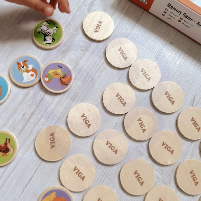 Mémo en bois animaux - 32 pièces