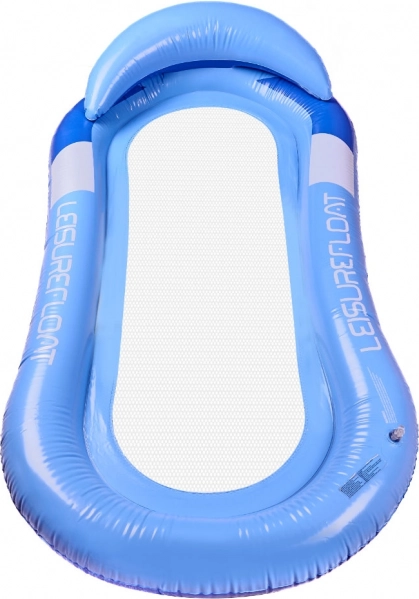 Matelas gonflable pour piscine avec appuie-tête - bleu