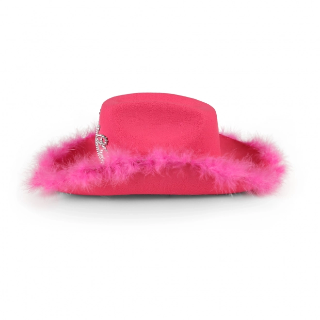 Chapeau de cow-boy rose avec couronne pour femme
