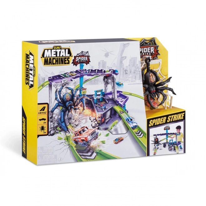 Circuit de voitures attaqué par l'araignée