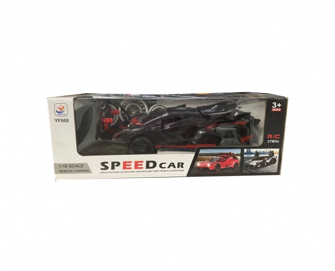 Voiture RC sportive rouge-noire à l'échelle 1:18