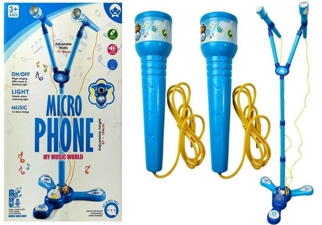 Ensemble de microphones Karaoké pour enfants Trépied Bleu à piles