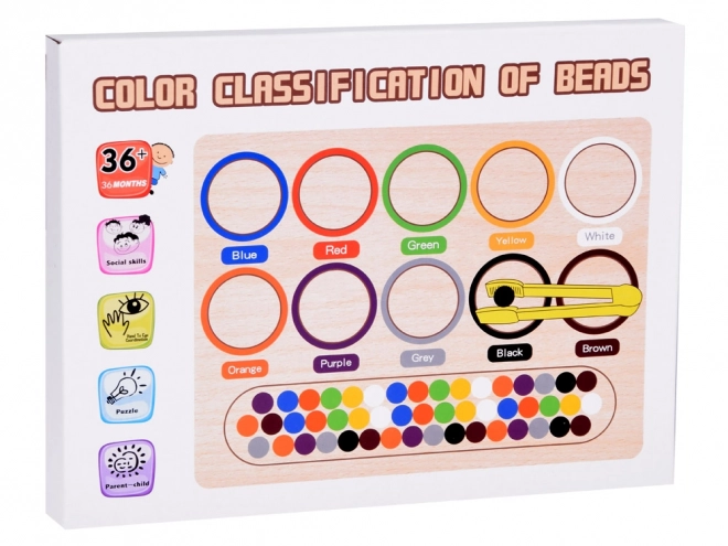 Mosaïque éducative en bois Montessori - billes colorées et trieur