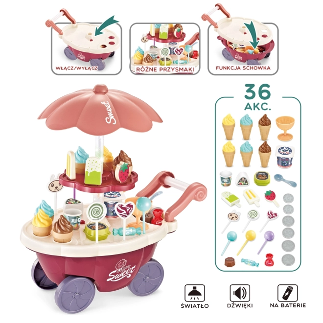 Chariot Woopie avec glaces et friandises avec mélodie et lumières