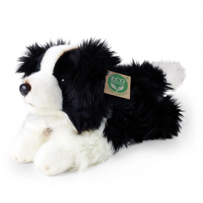 Chien en peluche border collie allongé 30 cm ÉCOLOGIQUE