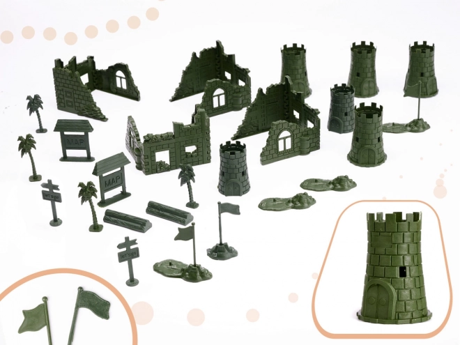 Ensemble de figurines de soldats + base militaire 114 pièces