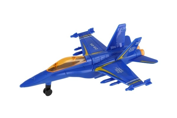 Chasseur en métal et plastique avec mécanisme d'enroulement 16 cm - ensemble de quatre avions colorés