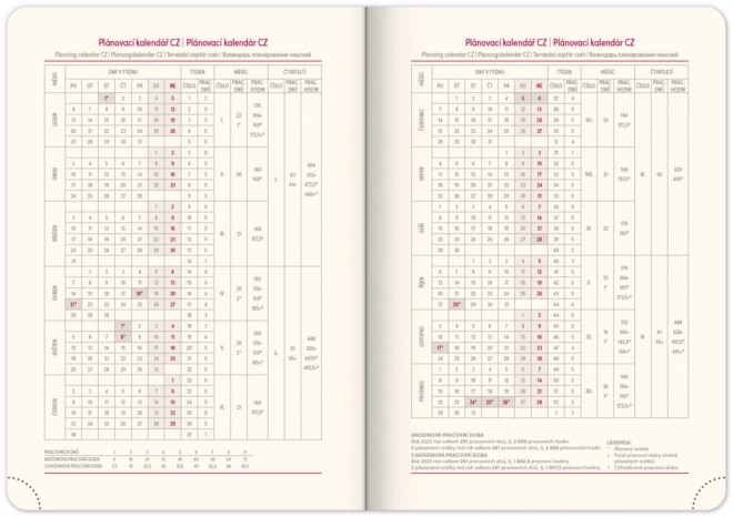 Agenda hebdomadaire Diamante 2025, rouge, 15 × 21 cm