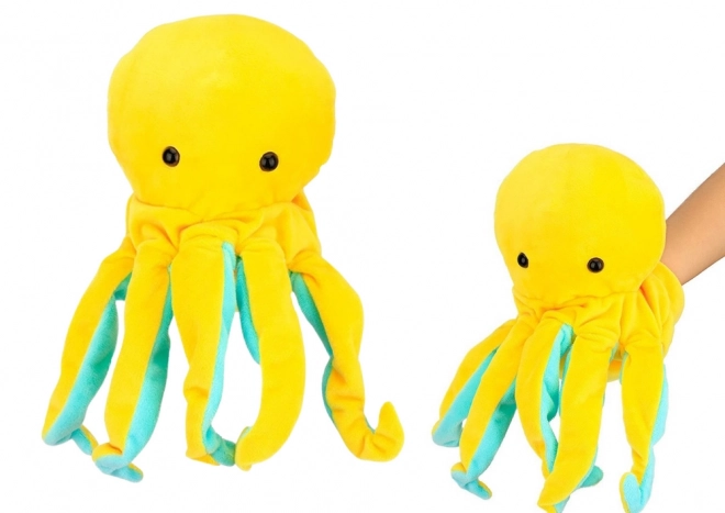 Marionnette en peluche Pieuvre jaune 25 cm