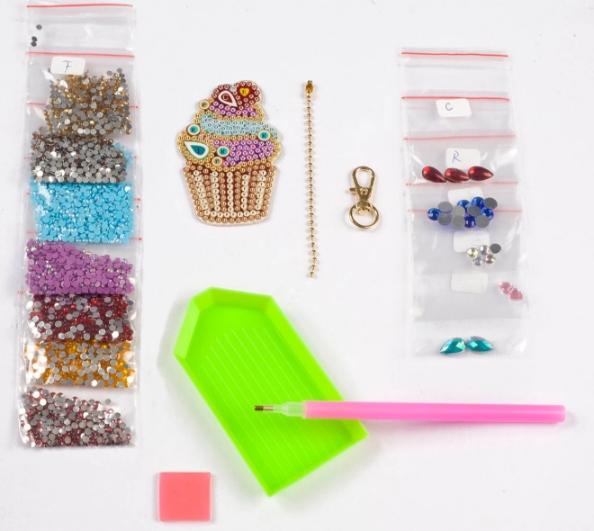 porte-clés cupcake en peinture diamant