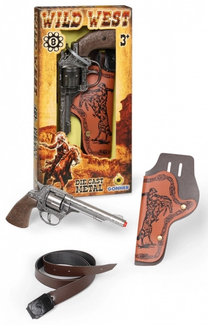 Revolver de cowboy en métal avec étui 8 cartouches Gonher