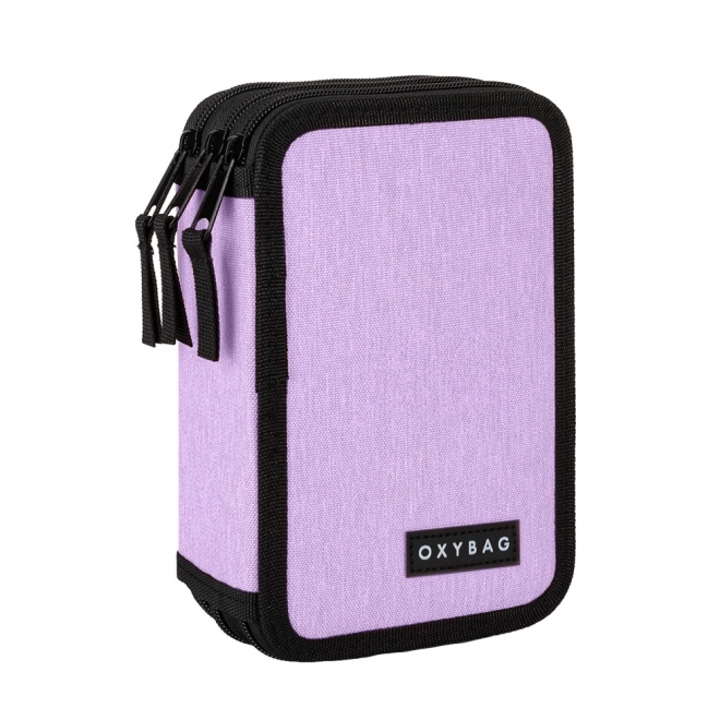 Trousse scolaire UNICOLOR violet à trois compartiments vide