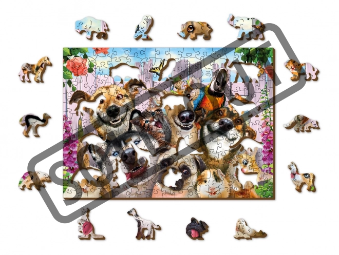Wooden City Puzzle en Bois Animaux Fous 2-en-1, 200 Pièces ÉCO