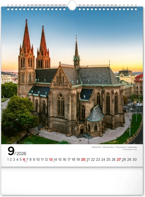 Calendrier mural Prague 2026