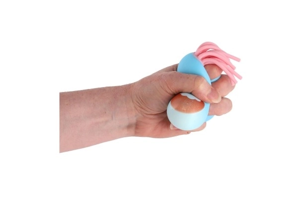 Balle avec visage et franges anti-stress pâte à modeler 6cm 4 couleurs