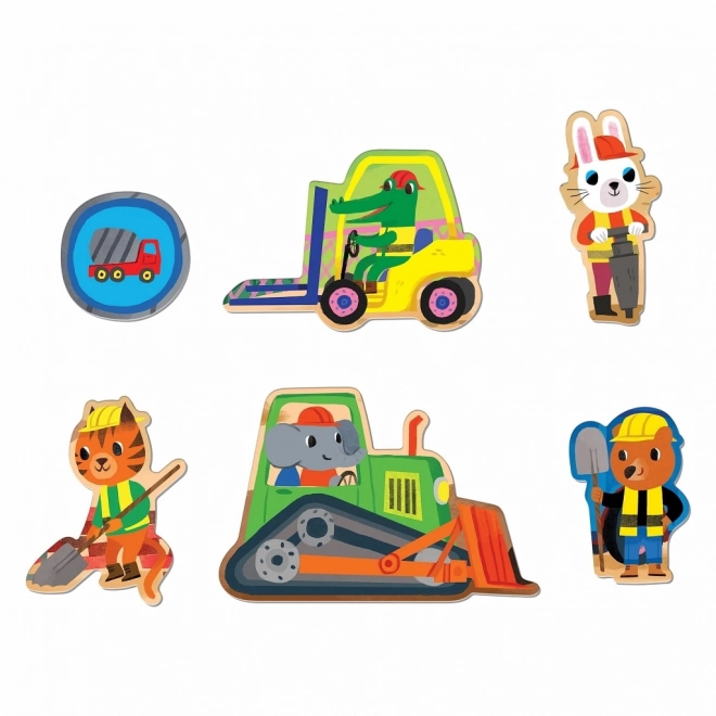 Puzzle de sol Mudpuppy Voitures de chantier 25 pièces