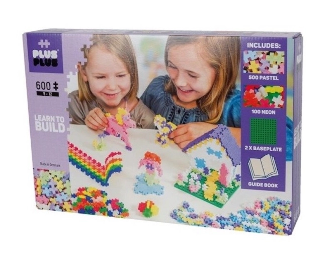 Kit de construction Plus-Plus Mini Mix 600pcs (Pastel/Neon) + 2 plaques de base