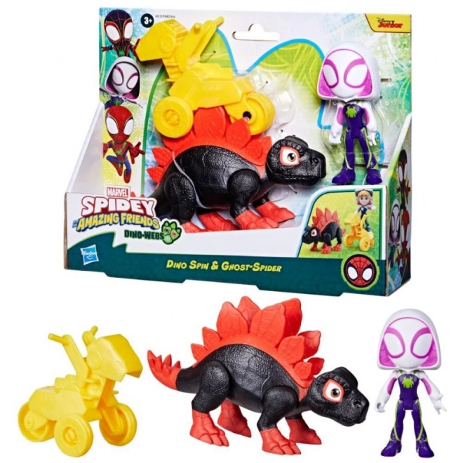Spider-man spidey et ses amis incroyables figurine avec dinosaure et accessoires