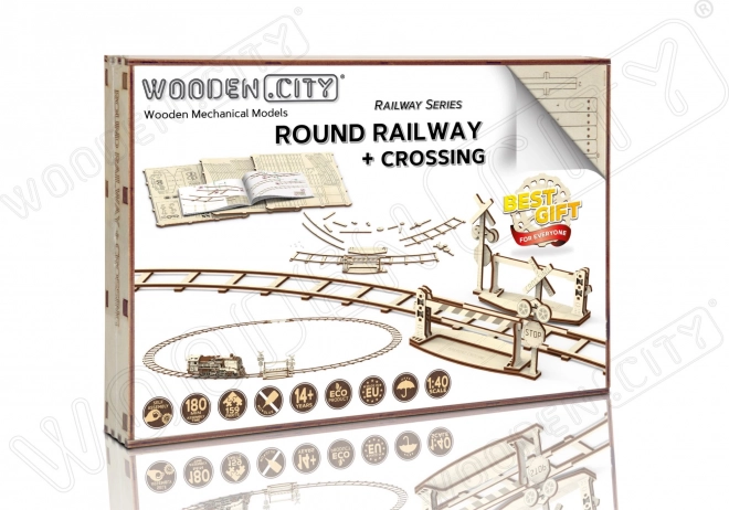 WOODEN CITY puzzle 3D voie circulaire avec passage à niveau (159 pièces)