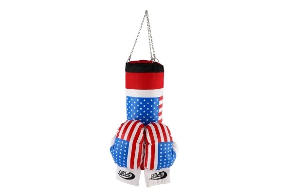 Sac de boxe + gants en filet 45x15cm