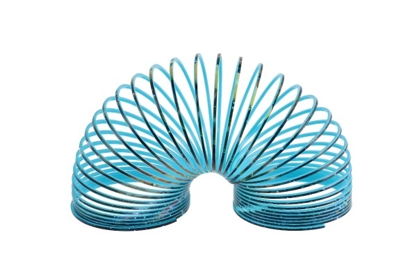 Spirale/ressort cosmique en plastique diamètre 6,5 cm 2 couleurs dans une boîte 7x7x7cm