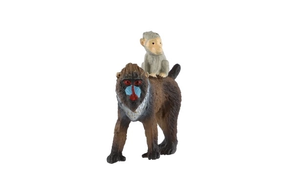 Mandrill femelle avec son petit en plastique 6cm en sachet