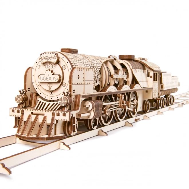 Puzzle 3D Ugears - Locomotive V-express avec wagon 538 pièces