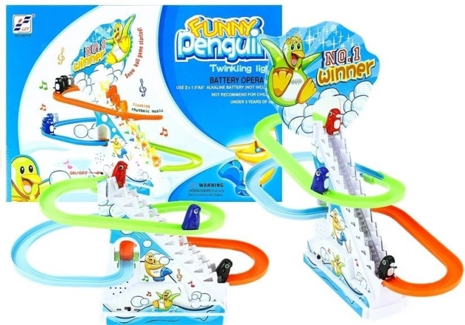 Pingouins sur escalators mobiles avec lumière et mélodies