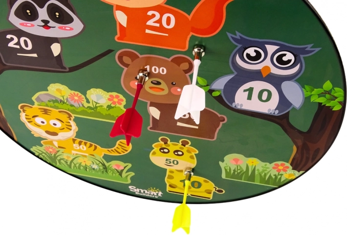 Cible colorée avec animaux et points