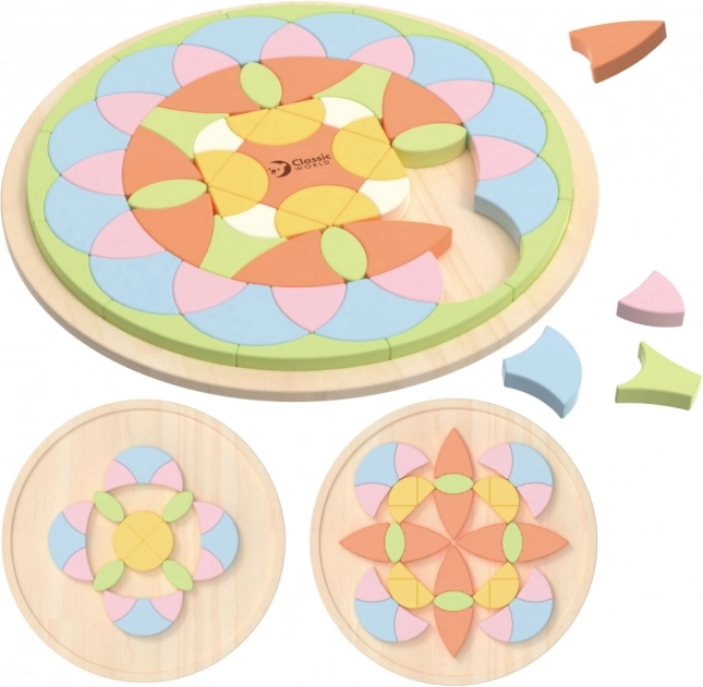 Mandala pastel Montessori mosaïque de fleurs