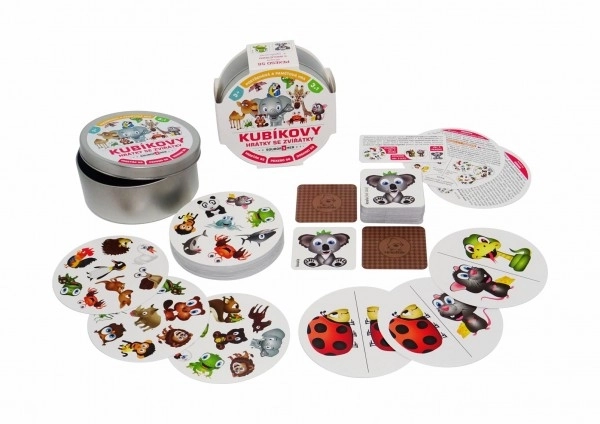Jeux de Kubík avec les animaux 3 en 1 dans une boîte en métal