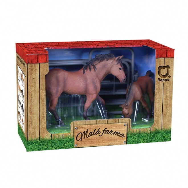Ensemble de chevaux 2 pcs avec enclos marron