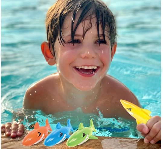 Ensemble de 4 requins colorés pour l'apprentissage de la plongée pour enfants